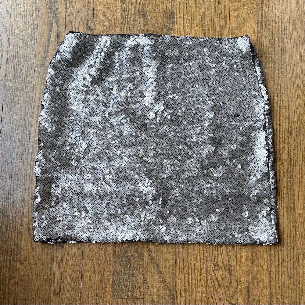 Shiny Silver Sequin Mini Skirt Sz– Stretch Wedding Cocktail Party